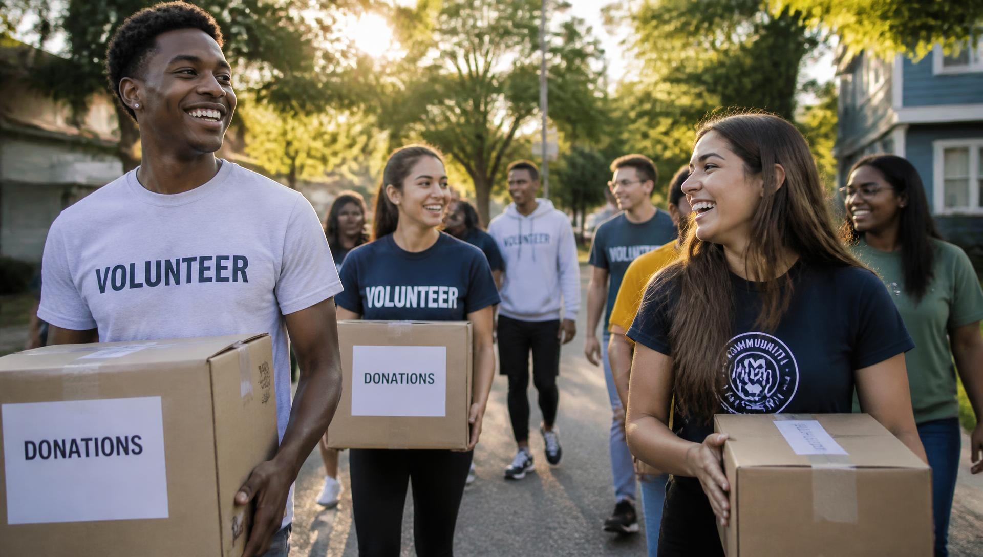 Young adults volunteering in their neighborhood